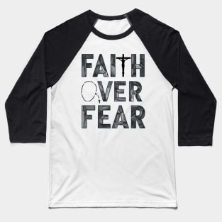 Faith Over Fear Jesus Christ Savior Christian Rosary Baseball T-Shirt
